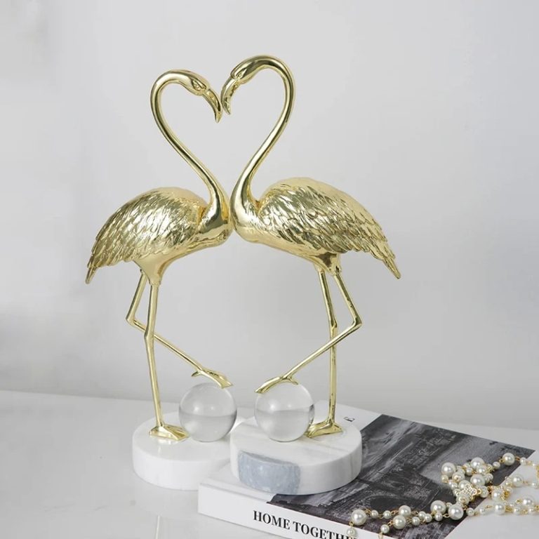 Copper Flamingo With Crystal Ball 1 Pic